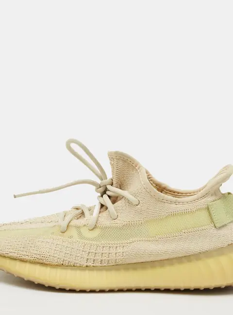 Yeezy x Adidas Boost 350 V2 Flax Size 41 1/3 Beige Knit Fabric Low Top Sneakers