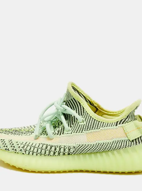 Yeezy x Adidas Boost 350 V2  Yeezreel Size 37.5 Noen Green Knit Fabric Low Top Sneakers