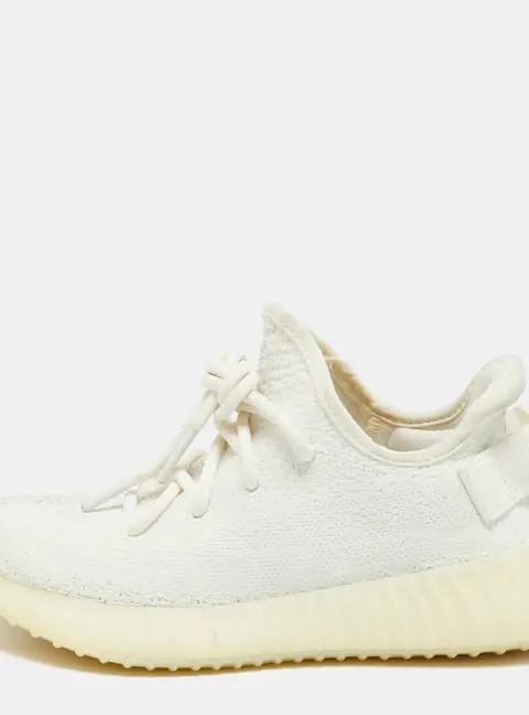 Yeezy x Adidas Boost 350 V2 Size 36.5 White Knit Fabric Light Low Top Sneakers