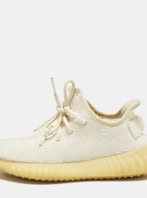 Yeezy x Adidas Boost 350 V2 Size 38 White Knit Fabric Low Top Sneakers