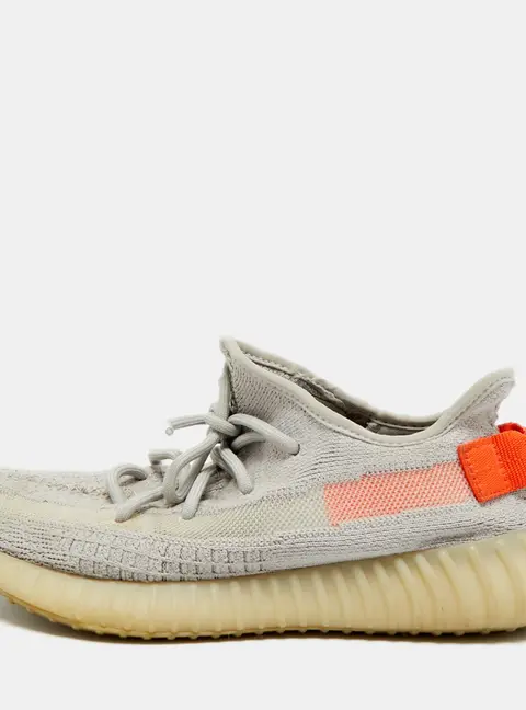 Yeezy x Adidas Boost 350 V2 Size 39.5 Grey/Orange Knit Fabric Low Top Sneakers
