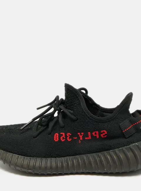 Yeezy x Adidas Boost 350 V2 Bred Size 39.5 Black Knit Fabric Low Top Sneakers