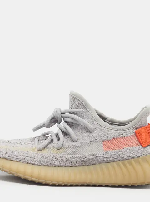 Yeezy x Adidas Boost 350 V2 Size 36 Grey/Orange Knit Fabric and Mesh Lace Up Sneakers
