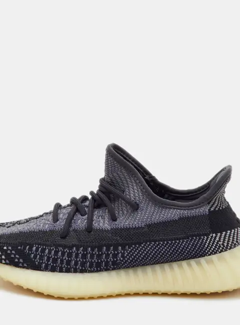 Yeezy x Adidas Boost 350 V2 Asriel Carbon Size 38 2/3 Black Knit Fabric Low Top Sneakers