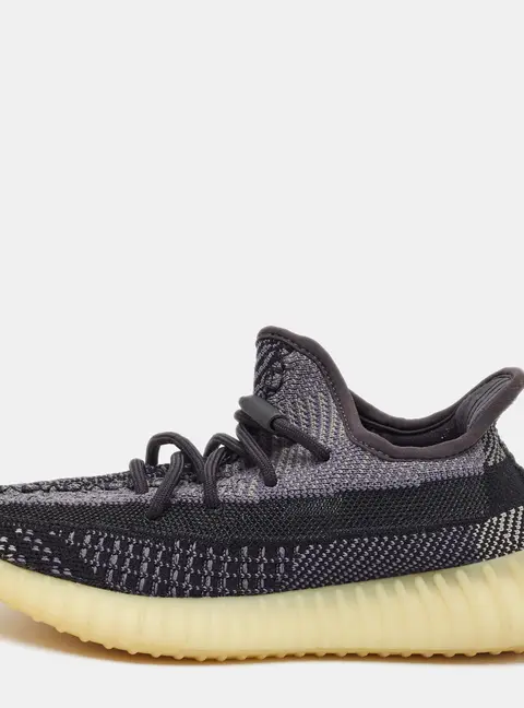 Yeezy x Adidas Boost 350 V2 Carbon Size 36.5 Two Tone Knit Fabric Low Top Sneakers