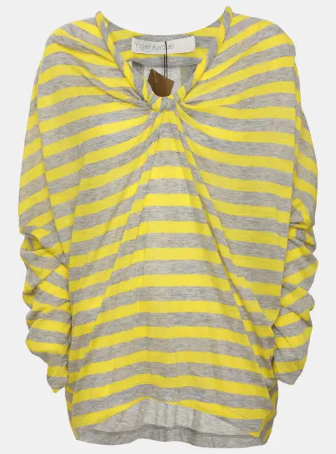 Yigal Azrouel Yellow/Grey Jersey Top M
