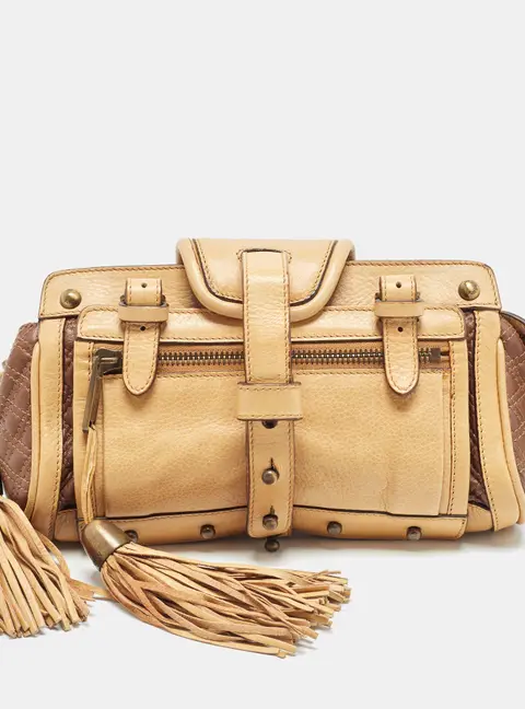 Zac Posen Babs Tassel Tan Leather Clutch