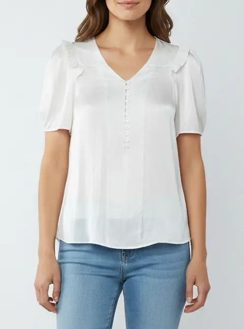 Zadig & Voltaire White Satin Twity Button Up Top S