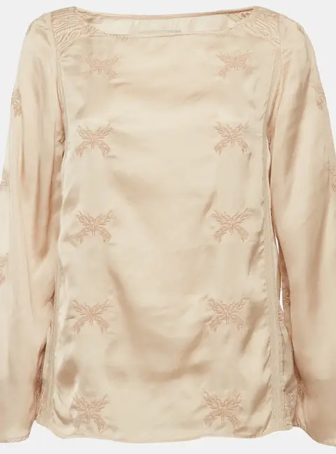 Zadig & Voltaire Beige Embroidered Crepe Tunic S