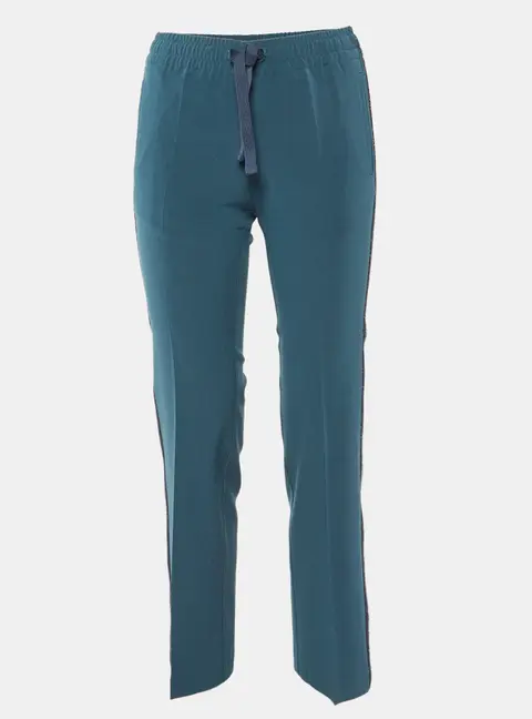 Zadig & Voltaire Teal Blue Crepe Lurex Trim Pomy Trousers S