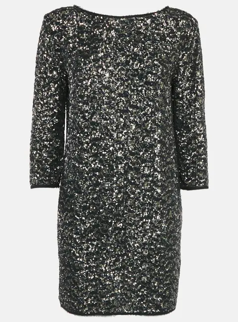 Zadig & Voltaire Deluxe Black/Gold Sequin Rousse Mini Dress M