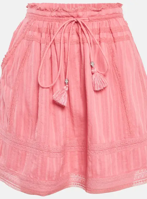 Zadig & Voltaire Pink Cotton Lace Trimmed Joxini Mini Skirt M