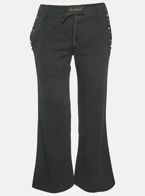 Zadig & Voltaire Deluxe Black Cotton Studded Pako Trousers S