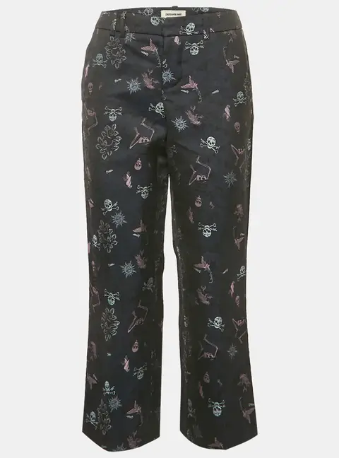 Zadig & Voltaire Navy Blue Tattoo Posh Jacquard Trousers M
