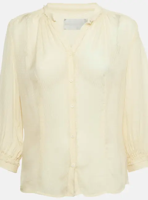 Zadig & Voltaire Deluxe Cream Patterned Silk Tack Dob Blouse S