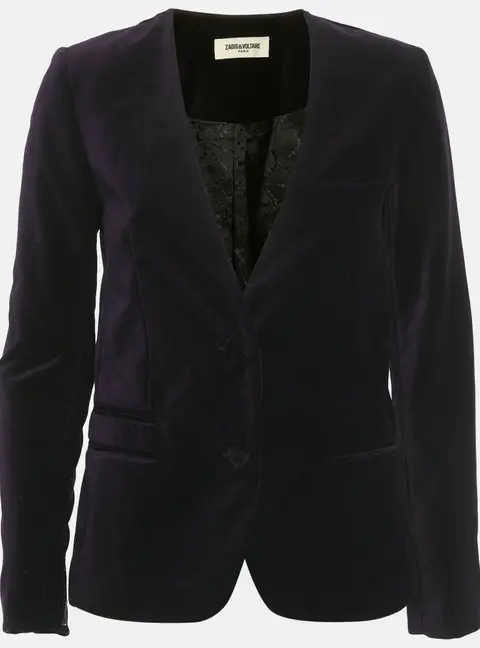 Zadig & Voltaire Purple Embroidered Velvet Vadim Blazer S