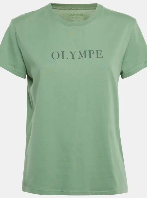 Zadig & Voltaire Green Printed Cotton Zoe Citation T-Shirt S