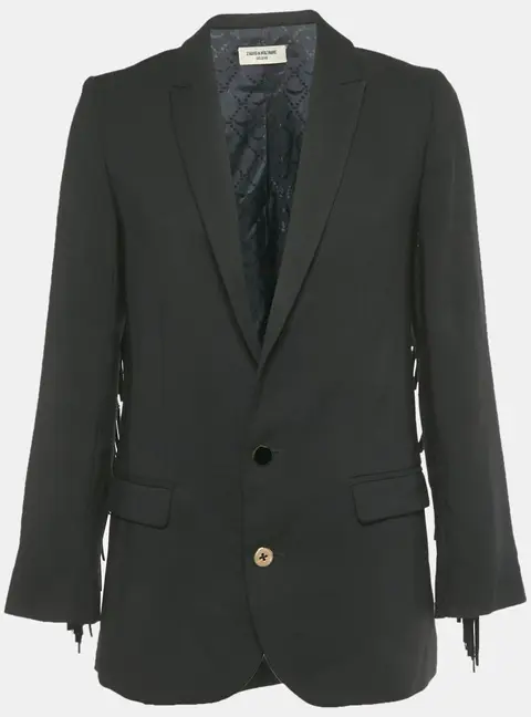 Zadig & Voltaire Deluxe Black Viva Frange Blazer S