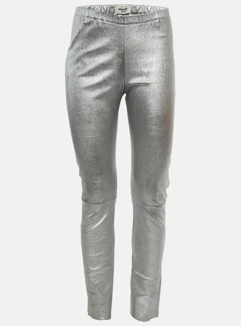 Zadig & Voltaire Deluxe Silver Leather Leggings M