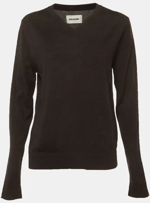 Zadig & Voltaire Charcoal Grey Wool V Neck Sweater S