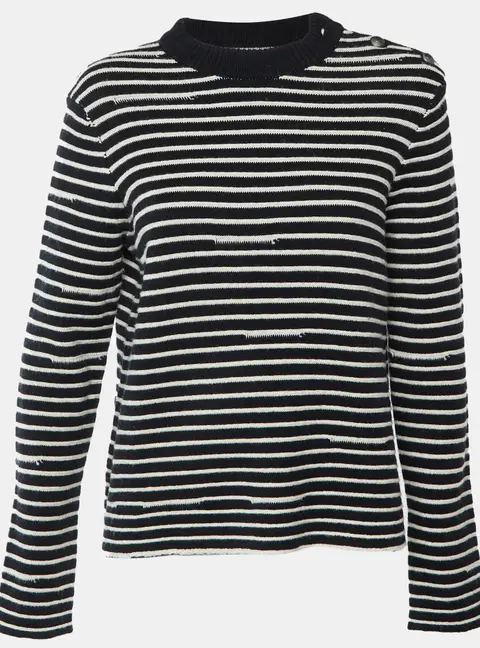Zadig & Voltaire Black/White Spiky LC Striped Jacquard Wool Sweater M