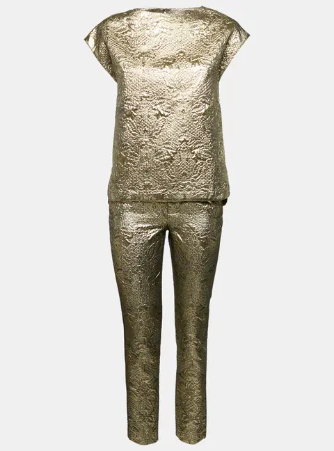 Zadig & Voltaire Deluxe Gold Brocade Top and Trousers Set S