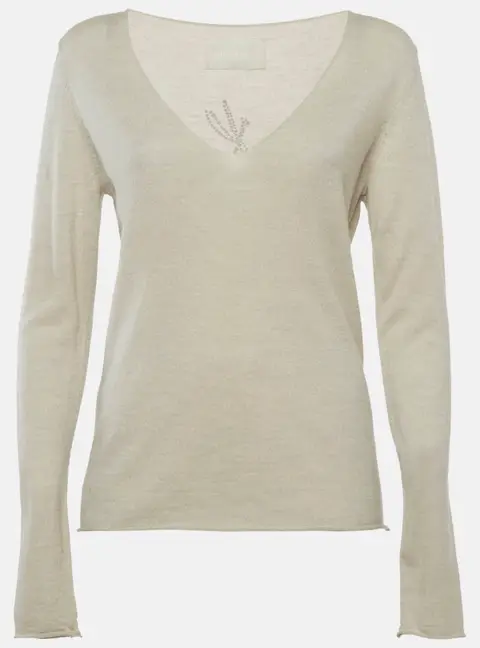 Zadig & Voltaire Grey Rhinestone Wool Nosfa Top M
