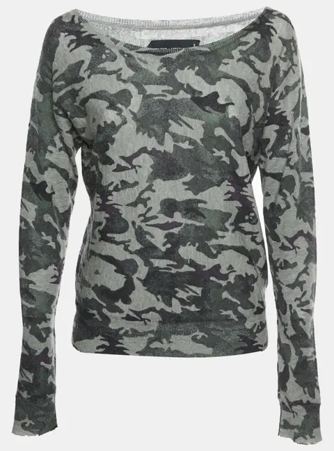 Zadig & Voltaire Grey Camouflage Cashmere Knit Jumper M