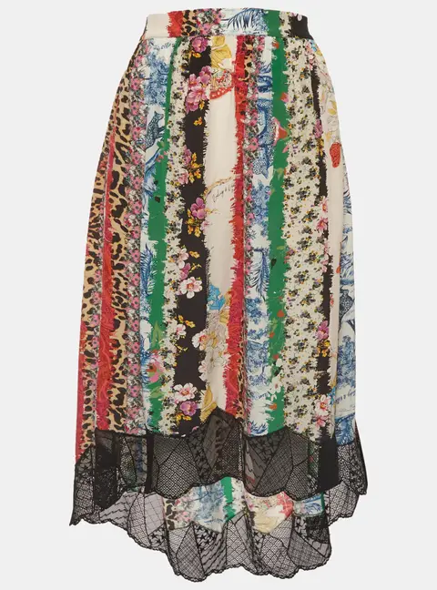 Zadig & Voltaire Multicolor Mix Print Silk and Lace Joslin Skirt S
