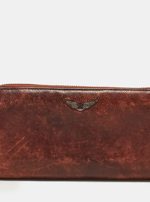Zadig & Voltaire Brown Leather Zip Continental Wallet