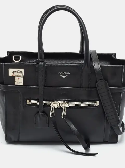 Zadig & Voltaire Candide Medium Black Leather Tote