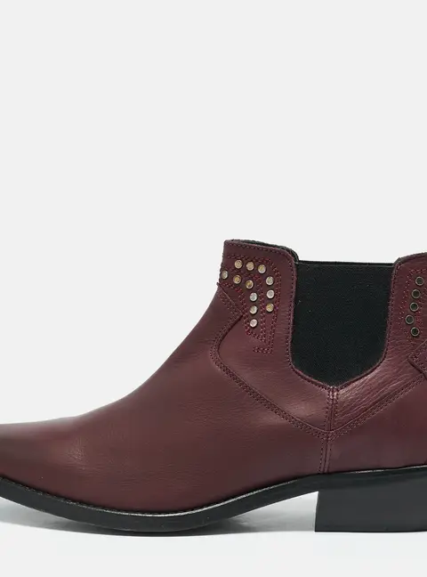 Zadig & Voltaire Burgundy Leather Studded Ankle Length Boots Size 41