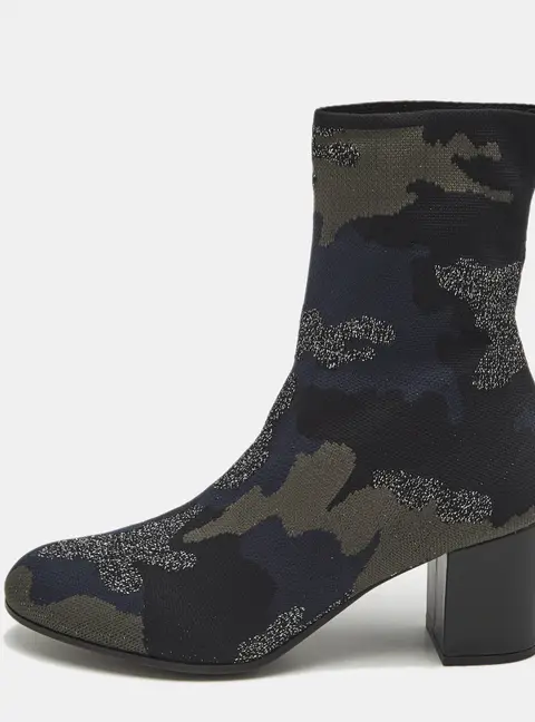 Zadig & Voltaire Multicolor Camouflage Print Knit Fabric Ankle Boots Size 40