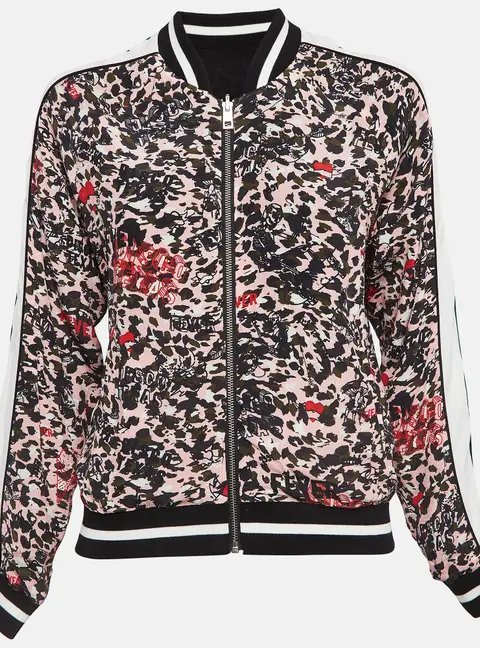 Zadig & Voltaire Pink/Black Printed Crepe Reversible Billy Leo Jacket M