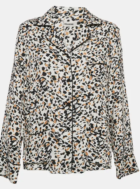 Zadig & Voltaire Brown Leopard Print Crepe Tradi Shirt S