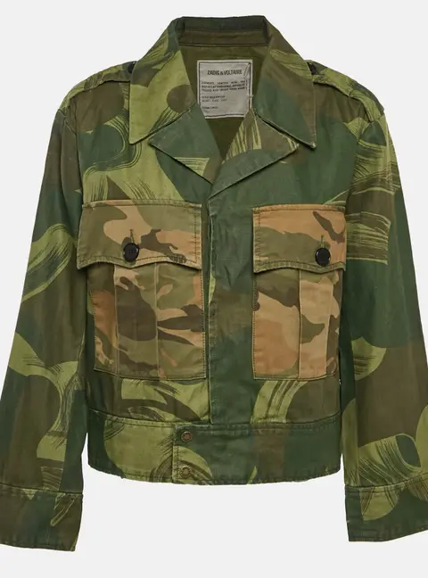 Zadig & Voltaire Green Camou Print Cotton Blend Kaleno Jacket S