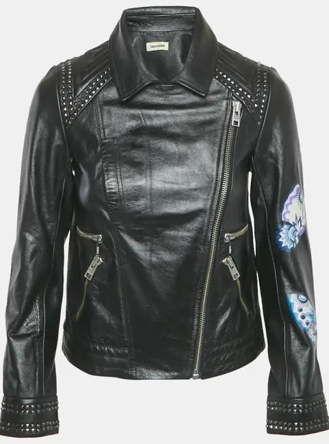 Zadig & Voltaire Black Leather Kawai Biker Jacket XS