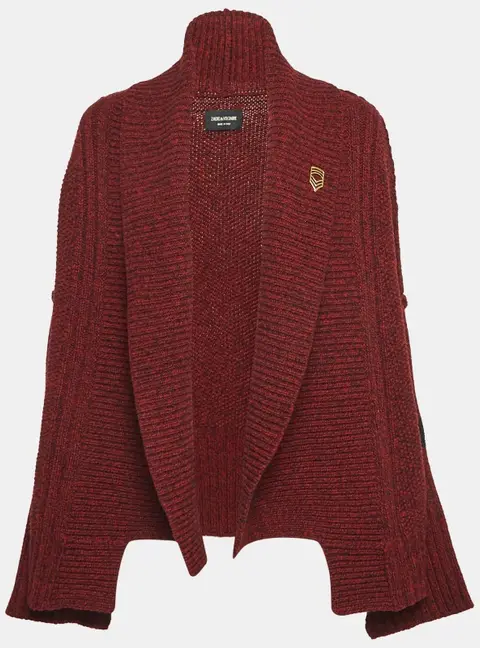 Zadig & Voltaire Burgundy Rib Knit Shawl Collar Mystic Cardigan XS/S