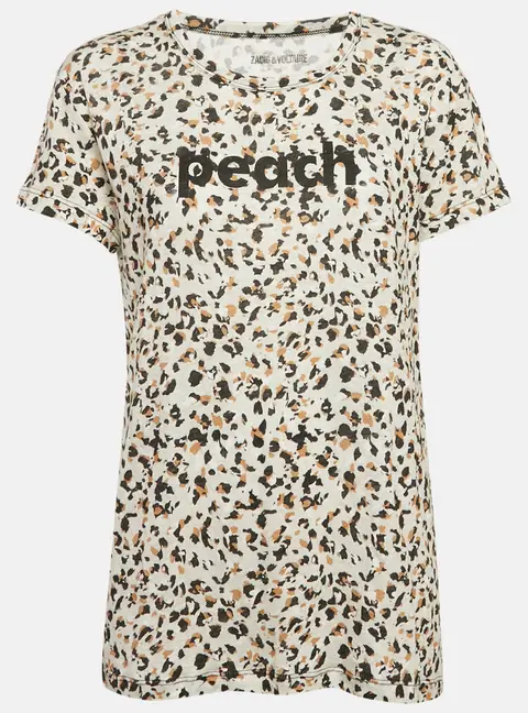 Zadig & Voltaire Beige Leopard Print Gauze Jersey Walk Oversized T-Shirt M