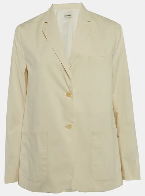Zadig & Voltaire Cream Cotton Popeline Single Breasted Blazer S
