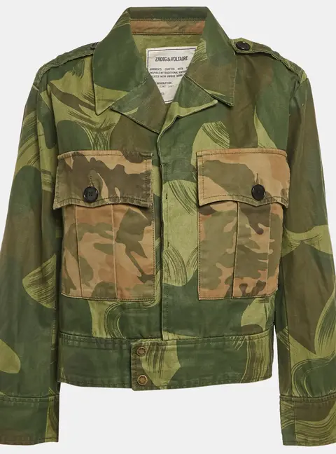 Zadig & Voltaire Military Green Camouflage Cotton Blend Kaleno Jacket XS