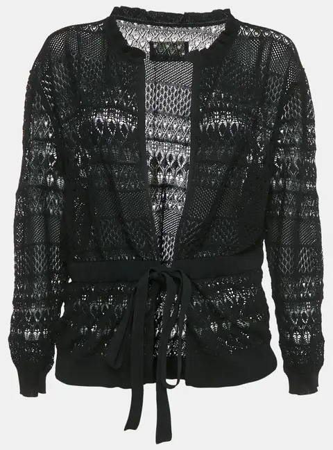 Zadig & Voltaire Black Crochet Knit Wrap Maddie Cardigan S