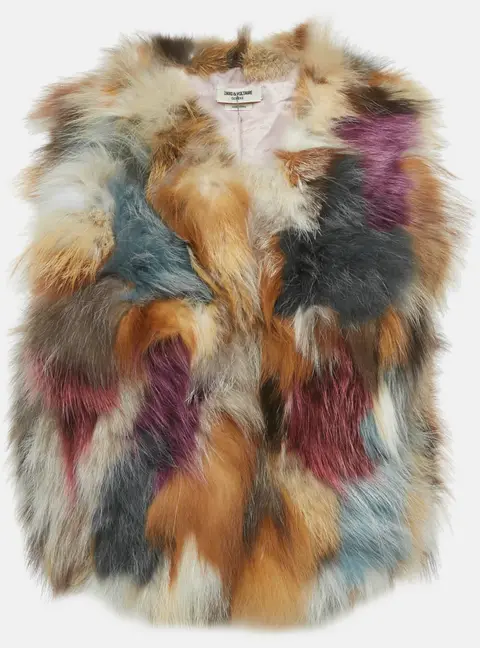 Zadig & Voltaire Deluxe Multicolor Dyed Fur Vest S