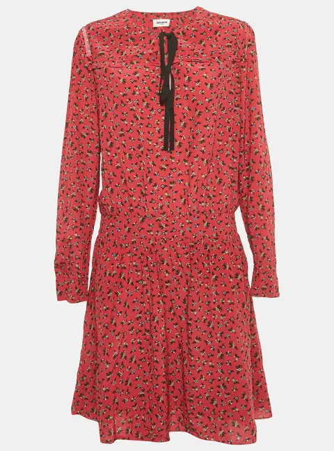 Zadig & Voltaire Red Floral Print Crepe Remus Liberty Mini Dress L