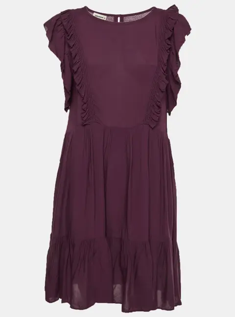 Zadig & Voltaire Burgundy Crepe Tiered Ruffled Rousseau Dress S