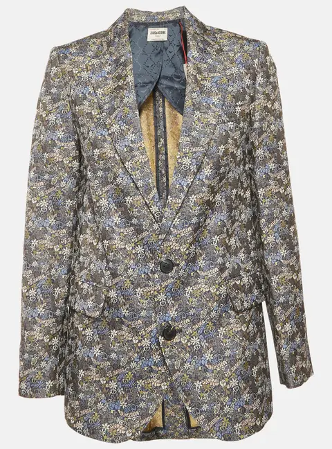 Zadig & Voltaire Blue Floral Jacquard Vegy Blazer S