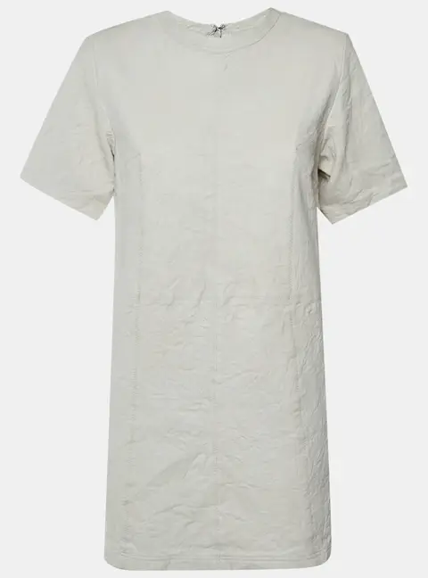 Zadig&Voltaire White Riddy Crinkled Leather Mini Sheath Dress S