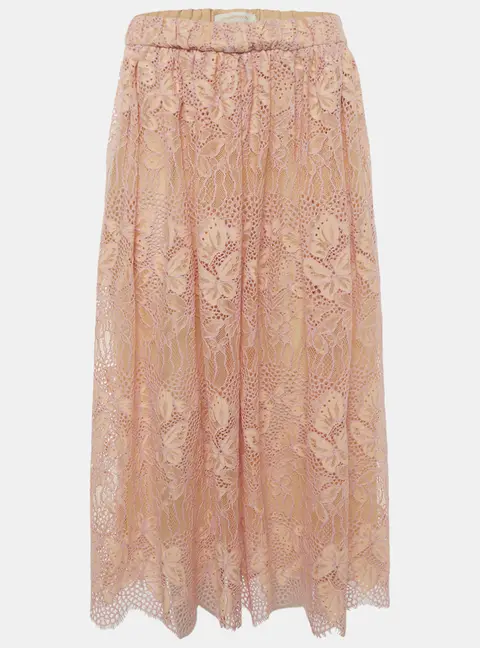 Zimmermann Pink Guipure Lace Harmony Midi Skirt  S