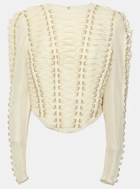 Zimmermann White Linen Blend Coaster Cropped Bodice Top L