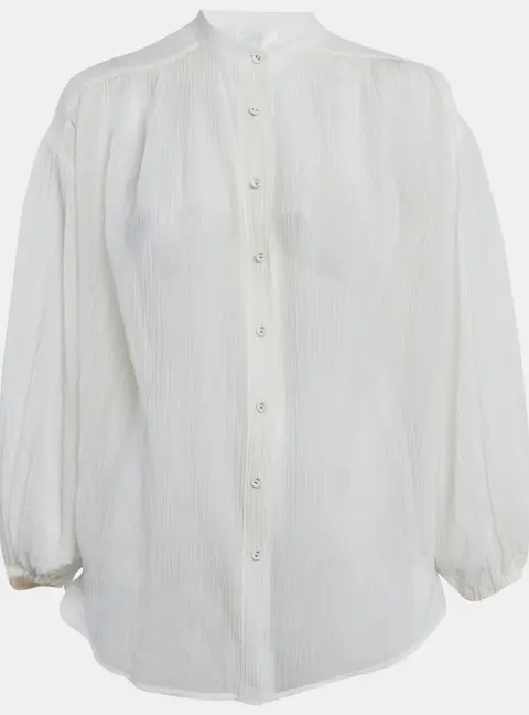 Zimmermann White Crinkle Cotton Voile Loose Fit Shirt M